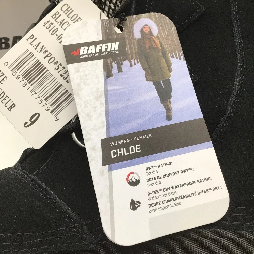Baffin Chloe Womens Black Waterproof Winter Snow Boots 4510-0185 Size 9 NEW
